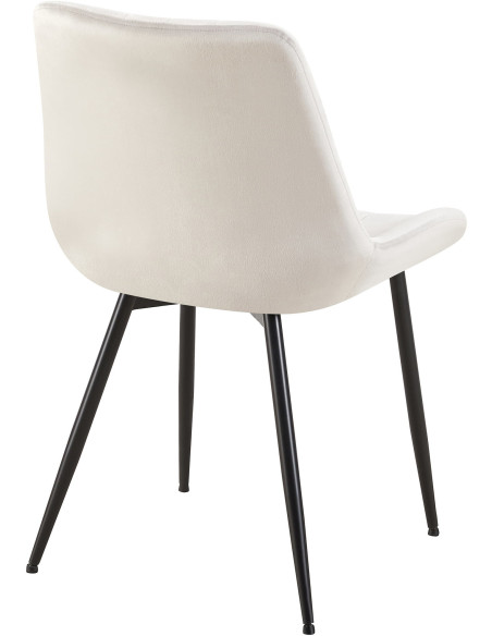 Chaise moderne matelassée en Velours Gris clair Métal Noir Mawen - 5