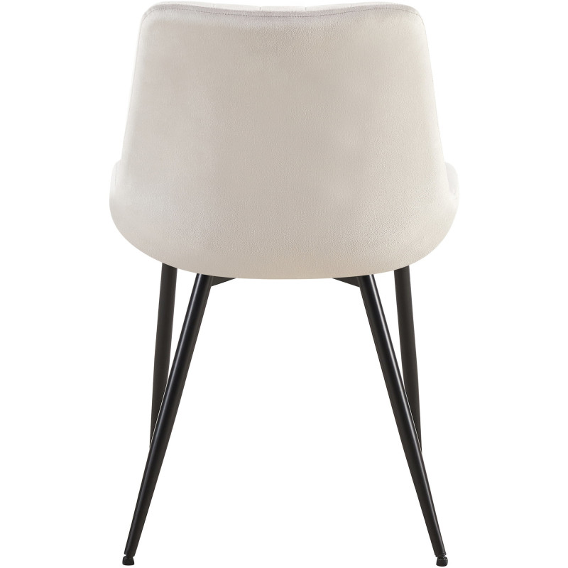 Chaise moderne matelassée en Velours Gris clair Métal Noir Mawen - 6