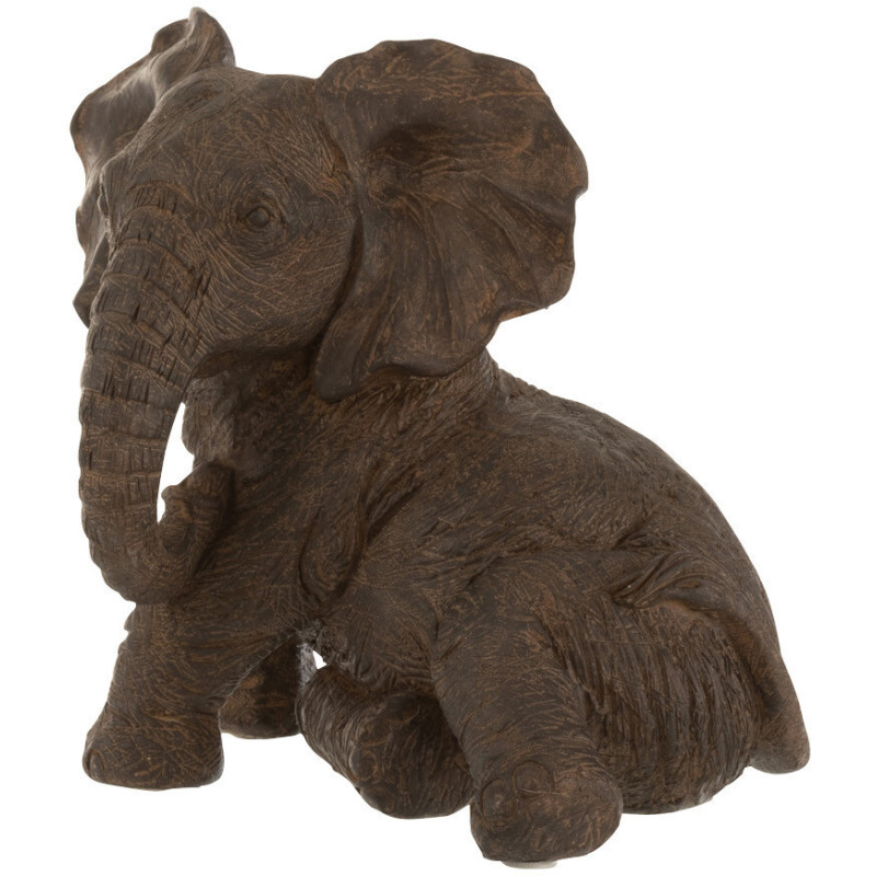 Statue déco Éléphant Daivi en Résine Marron foncé - 1