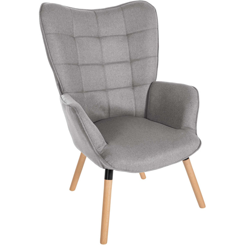 Fauteuil moderne scandinave en Tissu Gris clair Bois de hêtre Naturel Mazzio - 1
