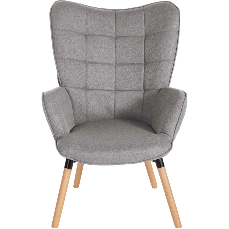 Fauteuil moderne scandinave en Tissu Gris clair Bois de hêtre Naturel Mazzio - 2