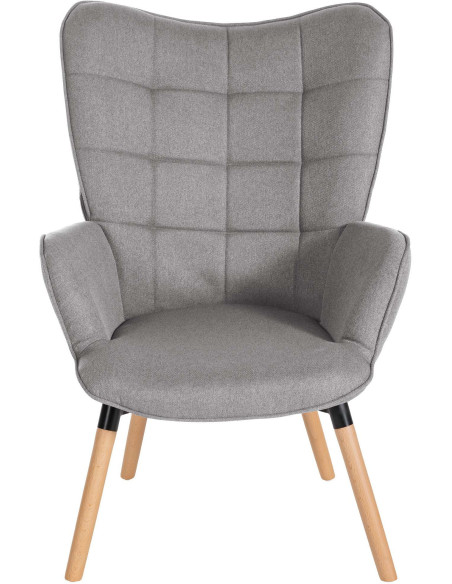 Fauteuil moderne scandinave en Tissu Gris clair Bois de hêtre Naturel Mazzio - 2