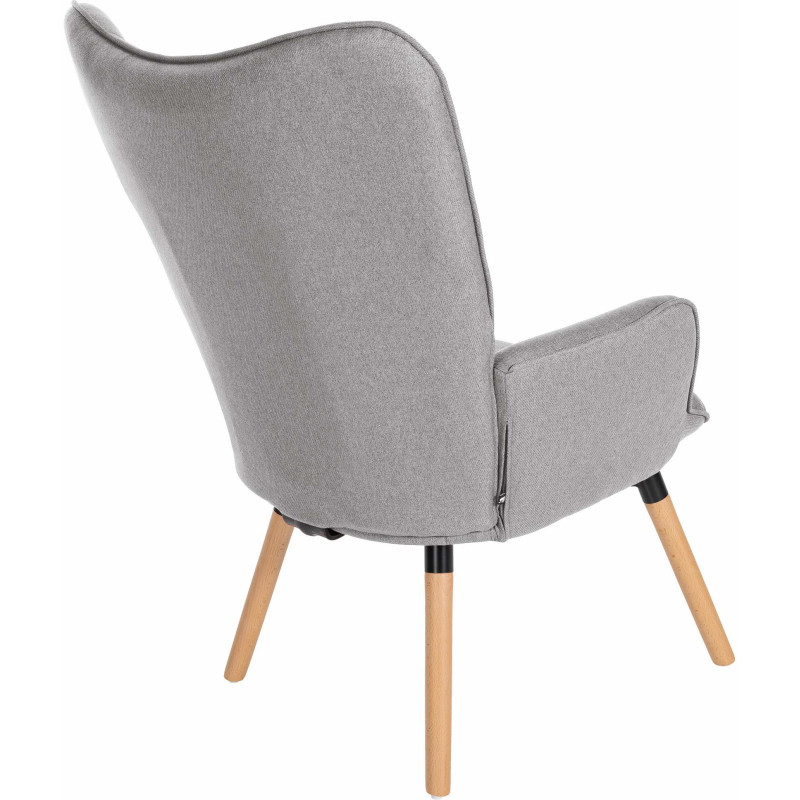 Fauteuil moderne scandinave en Tissu Gris clair Bois de hêtre Naturel Mazzio - 3