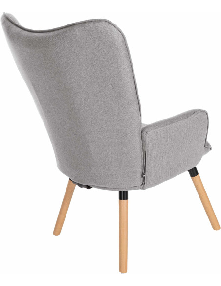 Fauteuil moderne scandinave en Tissu Gris clair Bois de hêtre Naturel Mazzio - 3
