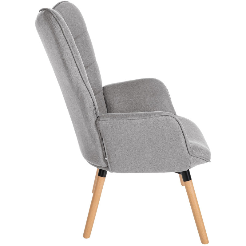 Fauteuil moderne scandinave en Tissu Gris clair Bois de hêtre Naturel Mazzio - 4