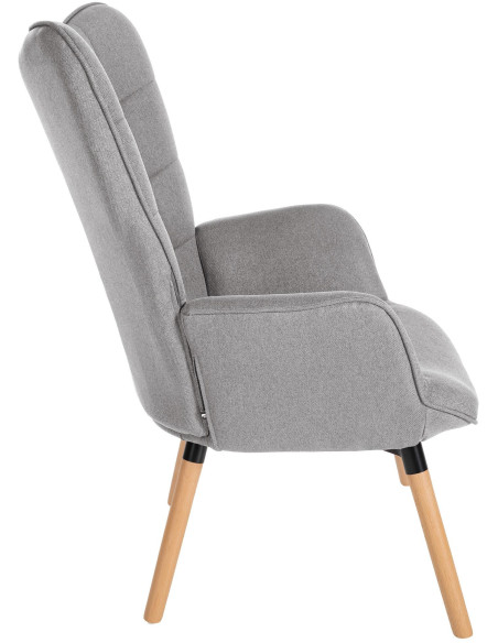 Fauteuil moderne scandinave en Tissu Gris clair Bois de hêtre Naturel Mazzio - 4