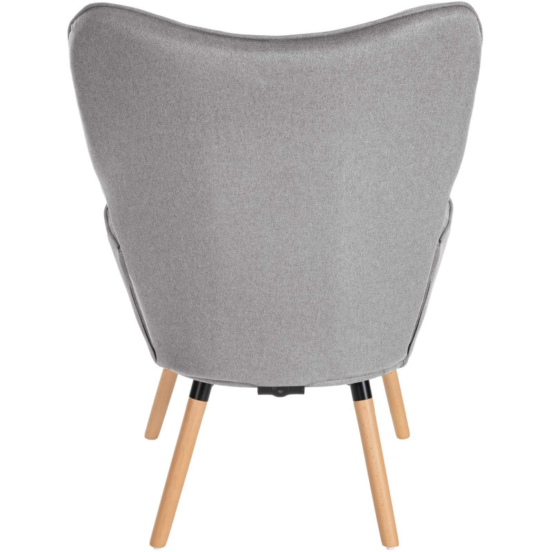 Fauteuil moderne scandinave en Tissu Gris clair Bois de hêtre Naturel Mazzio - 5