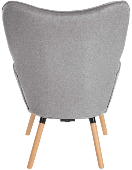 Fauteuil moderne scandinave en Tissu Gris clair Bois de hêtre Naturel Mazzio - 5