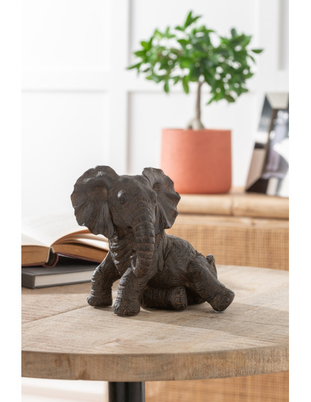 Statue déco Éléphant Daivi en Résine Marron foncé - 2