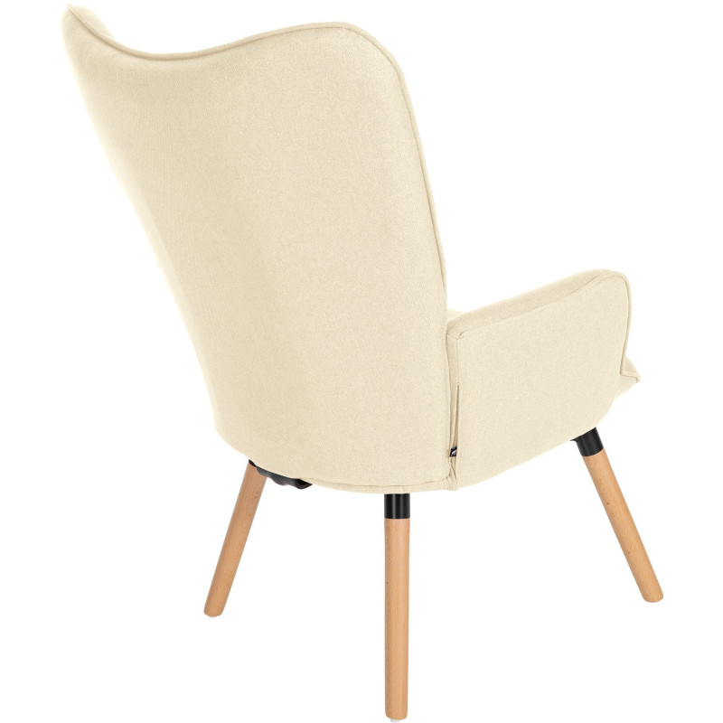 Fauteuil moderne scandinave en Tissu Blanc crème Bois de hêtre Naturel Mazzio - 3