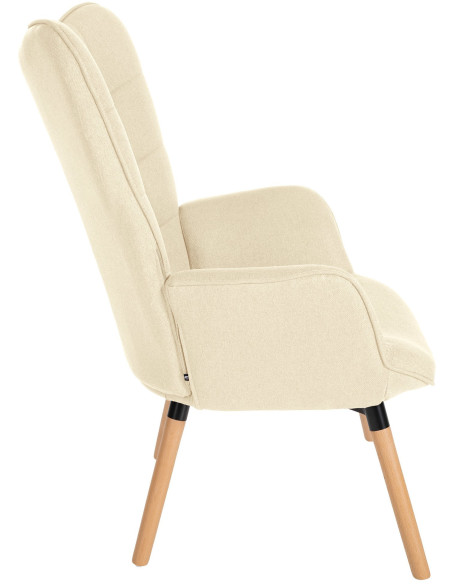 Fauteuil moderne scandinave en Tissu Blanc crème Bois de hêtre Naturel Mazzio - 4