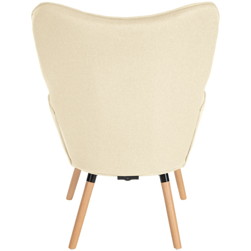 Fauteuil moderne scandinave en Tissu Blanc crème Bois de hêtre Naturel Mazzio - 5