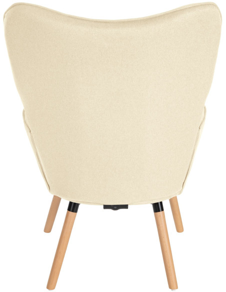 Fauteuil moderne scandinave en Tissu Blanc crème Bois de hêtre Naturel Mazzio - 5