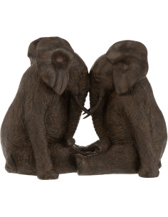 Statue déco XL Éléphant Nuren en Résine Marron foncé - 1
