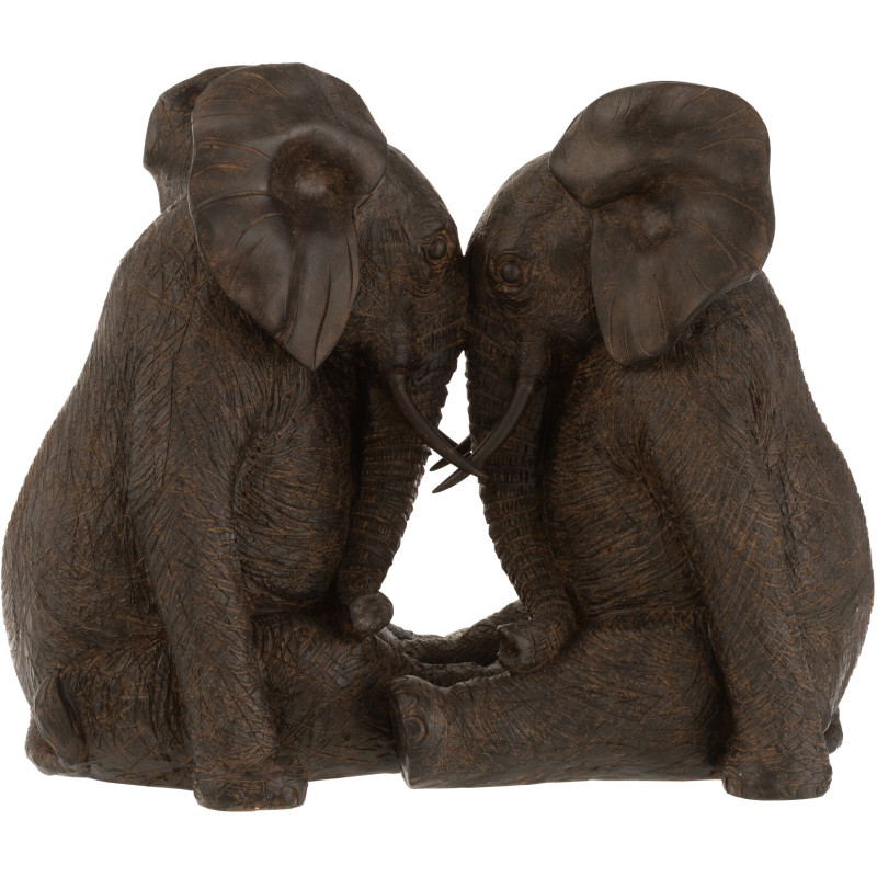 Statue déco XL Éléphant Nuren en Résine Marron foncé - 1