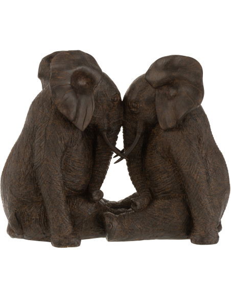 Statue déco XL Éléphant Nuren en Résine Marron foncé - 1