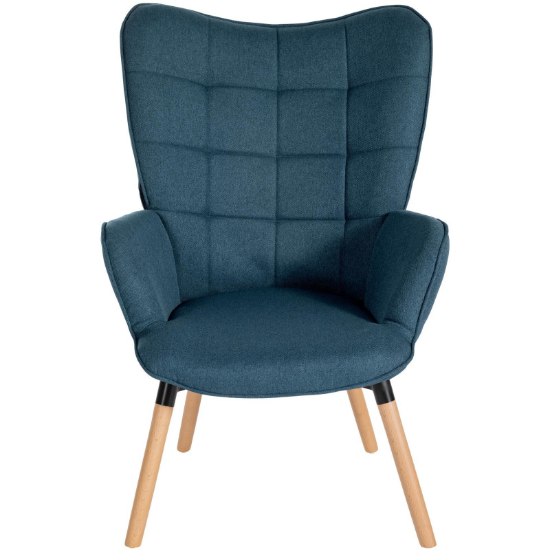 Fauteuil moderne scandinave en Tissu Bleu Bois de hêtre Naturel Mazzio - 2