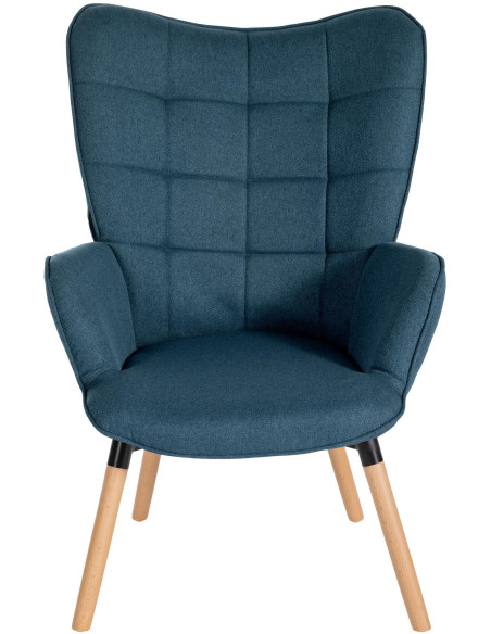 Fauteuil moderne scandinave en Tissu Bleu Bois de hêtre Naturel Mazzio - 2