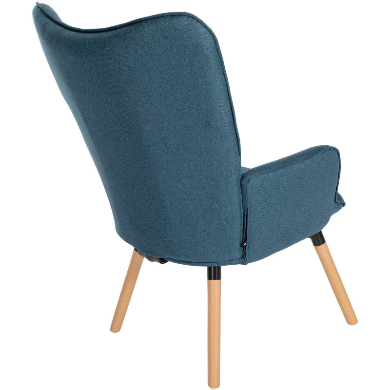 Fauteuil moderne scandinave en Tissu Bleu Bois de hêtre Naturel Mazzio - 3
