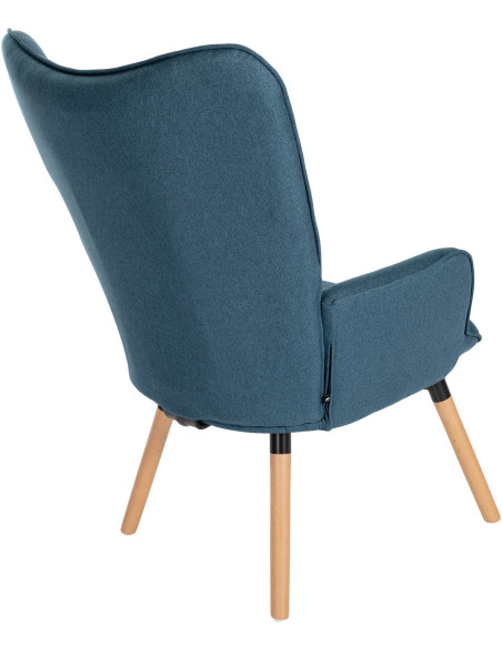 Fauteuil moderne scandinave en Tissu Bleu Bois de hêtre Naturel Mazzio - 3