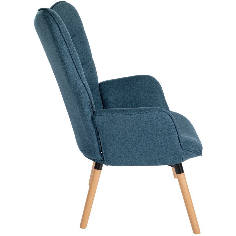 Fauteuil moderne scandinave en Tissu Bleu Bois de hêtre Naturel Mazzio - 4