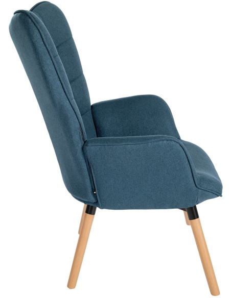 Fauteuil moderne scandinave en Tissu Bleu Bois de hêtre Naturel Mazzio - 4