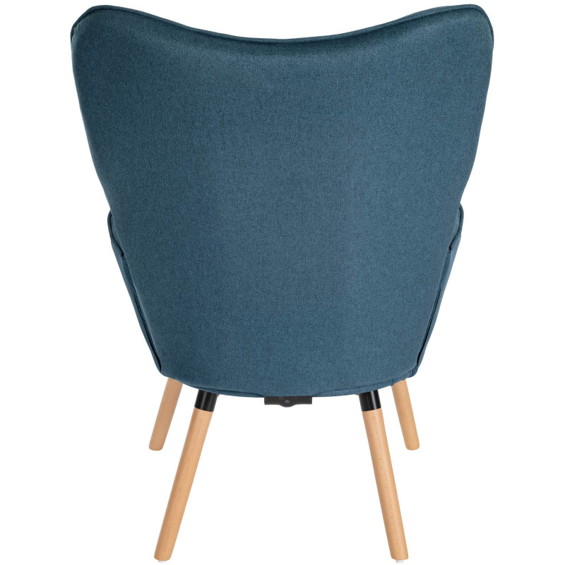 Fauteuil moderne scandinave en Tissu Bleu Bois de hêtre Naturel Mazzio - 5