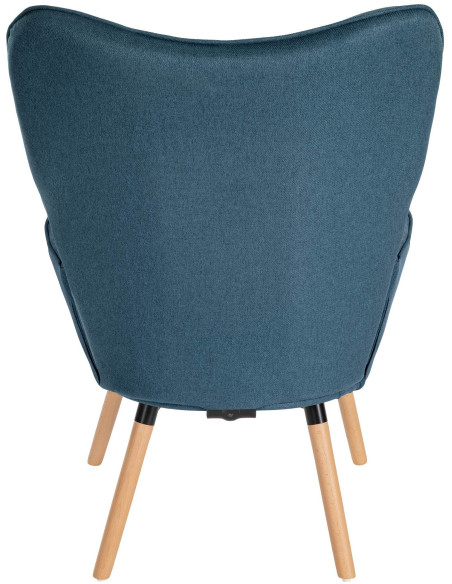 Fauteuil moderne scandinave en Tissu Bleu Bois de hêtre Naturel Mazzio - 5