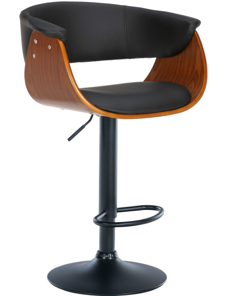 Tabouret de bar design en Polyuréthane Noir Bois Marron noyer Métal Noir Nordyna - 1