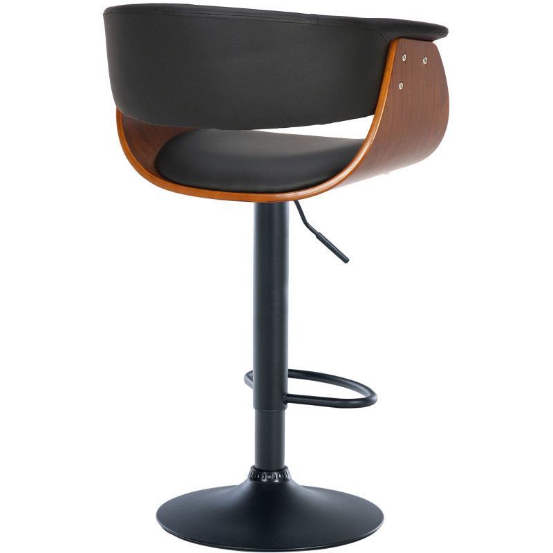 Tabouret de bar design en Polyuréthane Noir Bois Marron noyer Métal Noir Nordyna - 2