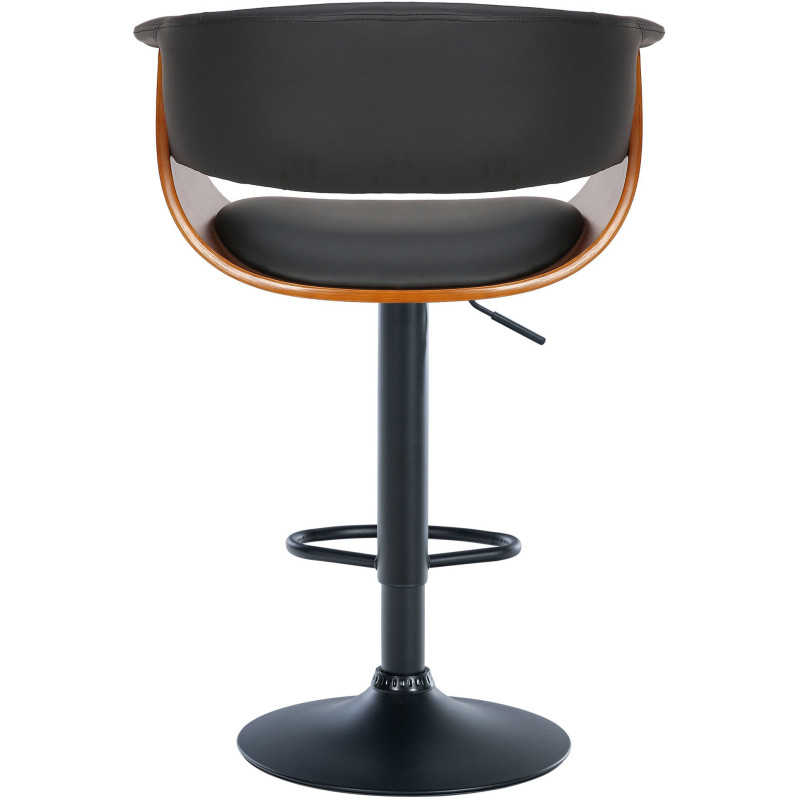 Tabouret de bar design en Polyuréthane Noir Bois Marron noyer Métal Noir Nordyna - 3