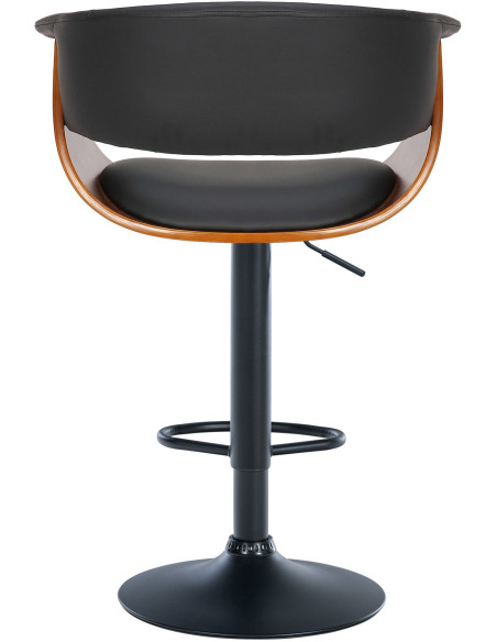 Tabouret de bar design en Polyuréthane Noir Bois Marron noyer Métal Noir Nordyna - 3