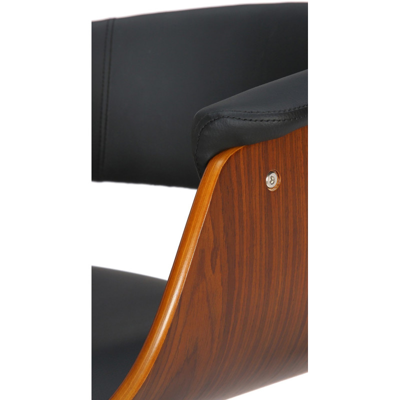 Tabouret de bar design en Polyuréthane Noir Bois Marron noyer Métal Noir Nordyna - 4