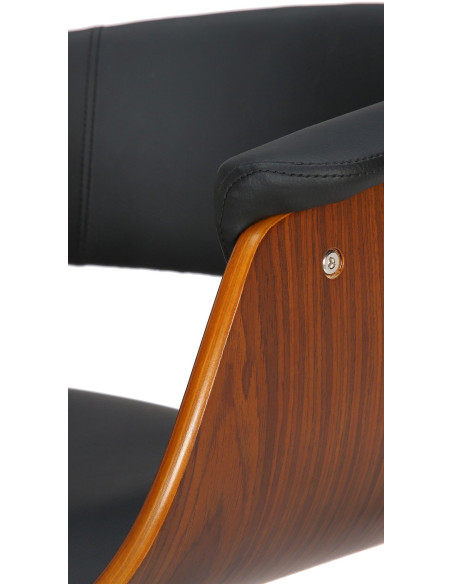 Tabouret de bar design en Polyuréthane Noir Bois Marron noyer Métal Noir Nordyna - 4