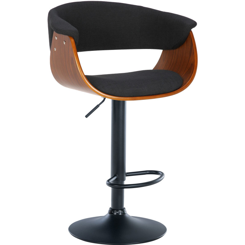 Tabouret de bar design en Tissu Noir Bois Marron noyer Métal Noir Nordyna - 1