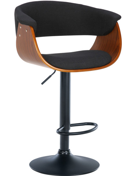 Tabouret de bar design en Tissu Noir Bois Marron noyer Métal Noir Nordyna - 1