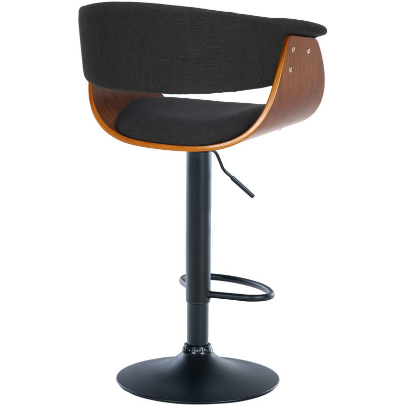 Tabouret de bar design en Tissu Noir Bois Marron noyer Métal Noir Nordyna - 2