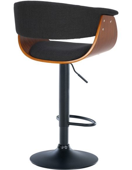 Tabouret de bar design en Tissu Noir Bois Marron noyer Métal Noir Nordyna - 2