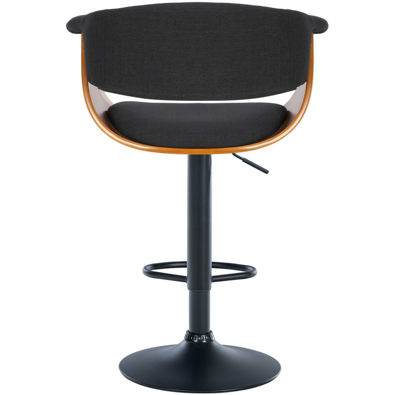 Tabouret de bar design en Tissu Noir Bois Marron noyer Métal Noir Nordyna - 3