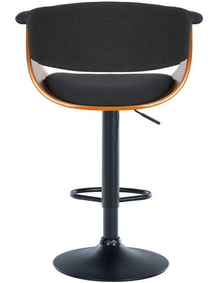 Tabouret de bar design en Tissu Noir Bois Marron noyer Métal Noir Nordyna - 3
