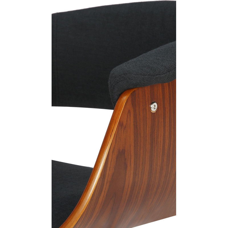 Tabouret de bar design en Tissu Noir Bois Marron noyer Métal Noir Nordyna - 4