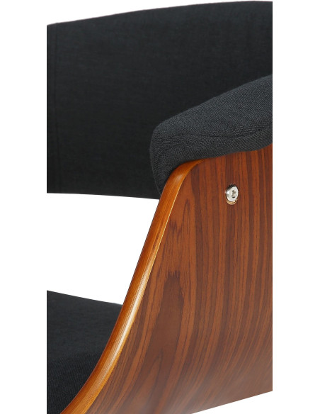 Tabouret de bar design en Tissu Noir Bois Marron noyer Métal Noir Nordyna - 4