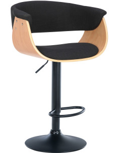 Tabouret de bar design en Tissu Noir Bois Naturel Métal Noir Nordyna - 1