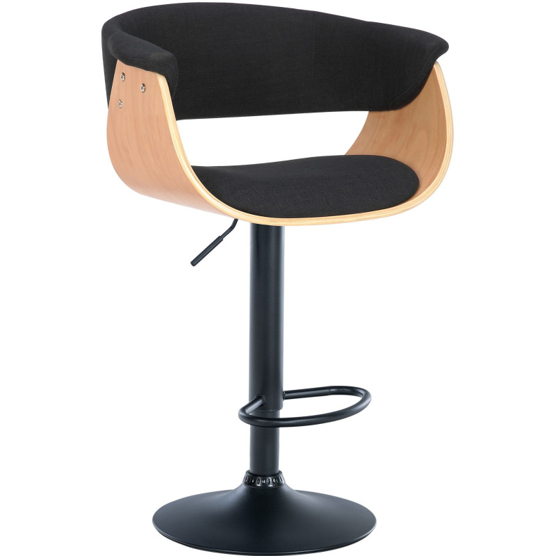 Tabouret de bar design en Tissu Noir Bois Naturel Métal Noir Nordyna - 1