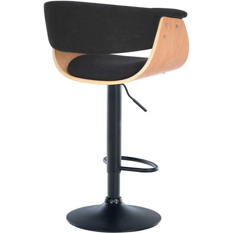 Tabouret de bar design en Tissu Noir Bois Naturel Métal Noir Nordyna - 2