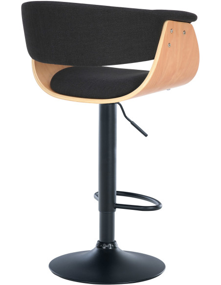 Tabouret de bar design en Tissu Noir Bois Naturel Métal Noir Nordyna - 2