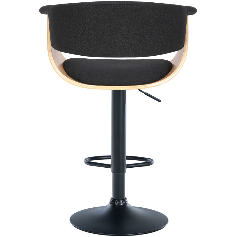 Tabouret de bar design en Tissu Noir Bois Naturel Métal Noir Nordyna - 3