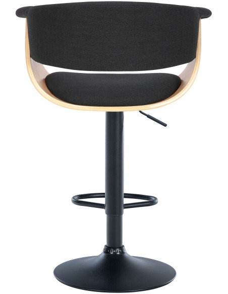 Tabouret de bar design en Tissu Noir Bois Naturel Métal Noir Nordyna - 3