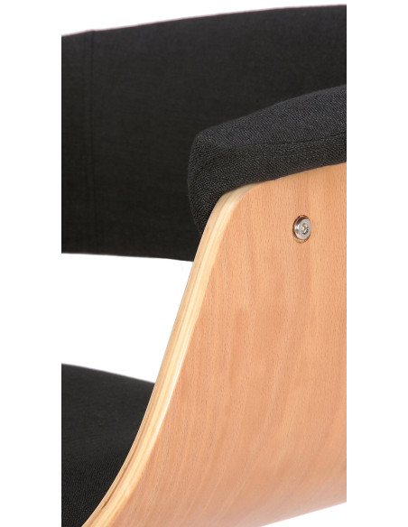 Tabouret de bar design en Tissu Noir Bois Naturel Métal Noir Nordyna - 4