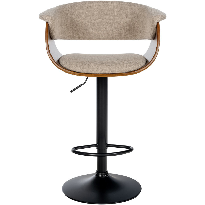 Tabouret de bar design en Tissu Blanc crème Bois Marron noyer Métal Noir Nordyna - 2